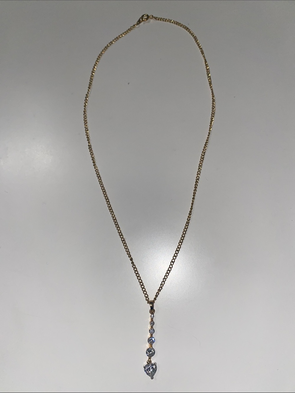 Gold Heart Crystal Delicate Necklace